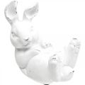 Floristik24 Zajączek w stylu vintage królik leżący biały ceramiczny 12,5 × 8 × 14 cm