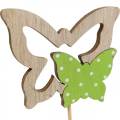 Floristik24 Korek roślinny motyl na patyku drewniany dekoracja wiosenna 16szt