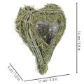 Dekoracyjne serce z naturalnej trawy z wkładką foliową, 14cm, 2 sztuki | Floristik24.pl