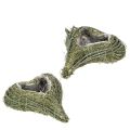 Floristik24 Roślinne serce z materiału naturalnego z wkładem foliowym, 22 cm, 2 sztuki