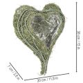 Miska w kształcie serca z naturalnej trawy z folią do sadzenia, 38 cm | Floristik24.pl