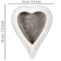 Dekoracyjna misa w kształcie serca, szara; mała doniczka w kształcie serca, 19 cm | Floristik24.pl