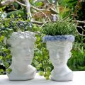 Floristik24 Planter Głowa Popiersie Kobieta Biały ceramiczny wazon na kwiaty H19cm