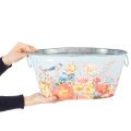 Doniczki do sadzenia, wiosenne, doniczki na kwiaty/ptaki, owalne metalowe pojemniki dł. 39/31/24,5 cm, zestaw 3 szt. | Floristik24.pl