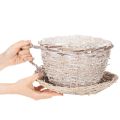 Filiżanka koszykowa ze spodkiem, dekoracja stołu, duża, 34cm | Floristik24.pl