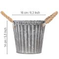 Doniczka metalowa, doniczka dekoracyjna z uchwytami, doniczka, podstawka pod doniczkę Ø16,5 cm | Floristik24.pl
