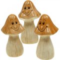 Floristik24 Grzyby dekoracyjne ceramiczne brązowe jesienne figurki dekoracyjne Ø6cm W10,5cm 3szt