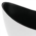 Floristik24 Miska dekoracyjna, owalna, biała, czarna, plastikowa łódka do sadzenia, 24cm