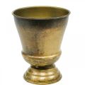 Floristik24 Vintage metalowy wazon z doniczką z mosiądzu Ø14cm W17cm