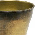 Vintage metalowy wazon z doniczką z mosiądzu Ø14cm W17cm | Floristik24.pl