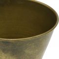 Vintage metalowy wazon z doniczką z mosiądzu Ø11,5 cm W13,5 cm | Floristik24.pl