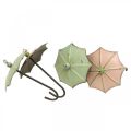 Floristik24 Parasole do zawieszenia, wiosenna dekoracja, parasolka, metalowa dekoracja różowy, zielony W12,5cm Ø9cm 4szt