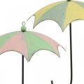 Floristik24 Parasole metalowe, sprężynowe, wiszące parasole, ozdoba jesienna róż/zielony, niebiesko/żółty W29,5cm Ø24,5cm zestaw 2 szt.