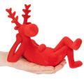 Dekoracyjna figurka renifera w kolorze czerwonym, leżąca, nowoczesny design, 24 cm, 2 sztuki | Floristik24.pl