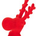 Dekoracyjna figurka renifera w kolorze czerwonym, leżąca, nowoczesny design, 24 cm, 2 sztuki | Floristik24.pl
