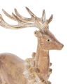 Figurka dekoracyjna jelenia z porożem, stojąca, ozdoba świąteczna, 28 cm | Floristik24.pl