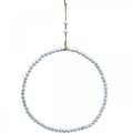 Floristik24 Pierścionek z perełkami, sprężynka, pierścionek ozdobny, ślub, wianek do powieszenia biały Ø28cm 4szt