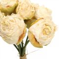 Floristik24 Sztuczne róże, jedwabne kwiaty, pęczek róż kremowobiały L23cm 8szt