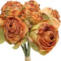 Floristik24 Wiązka róż, jedwabne kwiaty, sztuczne róże pomarańczowe, Antique Look L23cm 8szt.