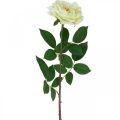 Floristik24 Sztuczna róża, róża dekoracyjna, kwiat jedwabiu kremowy biały, zielony dł.72cm Ø12cm