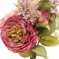Floristik24 Róże Jedwabne Kwiaty w wiązance Jesienny Bukiet Różowy, Fioletowy H36cm