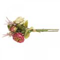 Floristik24 Róże Jedwabne Kwiaty w wiązance Jesienny Bukiet Różowy, Fioletowy H36cm