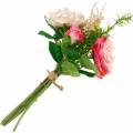 Floristik24 Bukiet Sztucznych Róż w Pęku Różowy Bukiet Jedwabnych Kwiatów