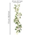 Girlanda ze sztucznych róż z białymi kwiatami do dekoracji, 170 cm | Floristik24.pl