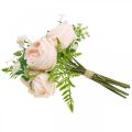 Floristik24 Sztuczny bukiet róż, bukiet kwiatów jedwabiu, róże w pęczku, sztuczny bukiet róż różowy L28cm