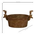 Miska dekoracyjna, głowa renifera, owalna, rdzawa, rustykalna, 41 cm | Floristik24.pl