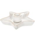 Floristik24 Ceramiczny świecznik gwiazda, biały, na świece stożkowe, 12 cm, 2 sztuki