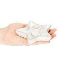 Ceramiczny świecznik gwiazda, biały, na świece stożkowe, 12 cm, 2 sztuki | Floristik24.pl
