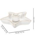 Ceramiczny świecznik gwiazda, biały, na świece stożkowe, 12 cm, 2 sztuki | Floristik24.pl