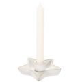 Ceramiczny świecznik gwiazda, biały, na świece stożkowe, 12 cm, 2 sztuki | Floristik24.pl