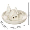 Dekoracyjny ceramiczny świecznik z domkiem i drzewami, 16 cm | Floristik24.pl