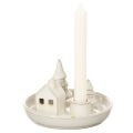 Dekoracyjny ceramiczny świecznik z domkiem i drzewami, 16 cm | Floristik24.pl