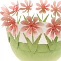 Floristik24 Miska na rośliny, dekoracja wiosenna, miska metalowa z dekoracją kwiatową, koszyk wielkanocny