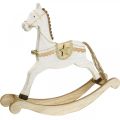 Floristik24 Drewniany koń na biegunach, ozdoba świąteczna Biały Złoty W32,5cm