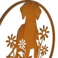 Floristik24 Metalowa tabliczka patyna pies z kwiatami Ø38cm