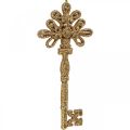 Floristik24 Deco Key, ozdoba świąteczna z brokatem, ozdoba choinkowa złota H15,5cm 12szt.