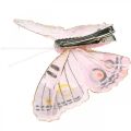 Motyle dekoracyjne z klipsem, motyle z piórami różowe 4,5-8cm 10szt