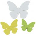 Floristik24 Motyl drewniany biały/żółty/zielony 3cm - 5cm 48szt.