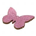 Dekoracja rozproszona motyl różowy brokat 5/4/3cm 24szt.