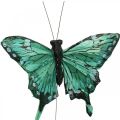 Motyle ozdobne, dekoracja wiosenna, motyle z piór, korki do roślin zielony, brązowy 9,5×12,5cm 12szt
