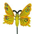 Floristik24 Motyl na patyku 8cm Żółty