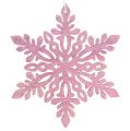 Floristik24 Drewniane śnieżynki 8-12cm różowo/białe 12szt.