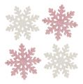 Floristik24 Śnieżynka 4cm różowo/biała z brokatem 72szt