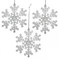 Floristik24 Dekoracyjny płatek śniegu, dekoracja zimowa, kryształ lodu do zawieszenia, świąteczny H10cm W9,5cm plastikowy 12szt.