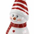 Floristik24 Figurka świąteczna bałwan z kapeluszem spiczastym ceramiczna 15cm czerwona, biała 2szt.