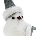 Floristik24 Śnieżny ptak z czapeczką 18cm biały, szary 3szt
